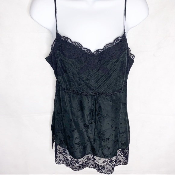 EXPRESS Vintage Y2K Silk Embroidered Camisole with Lace Trim - Picture 5 of 6
